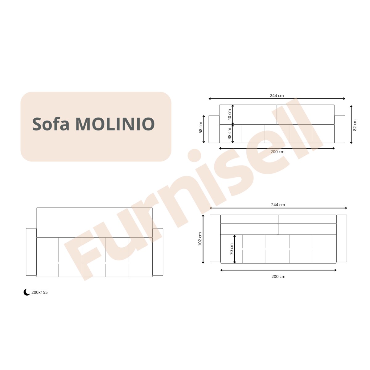 Kanapa MOLINIO z funkcją spania z pojemnikiem na pościel Kolor: Wind 35