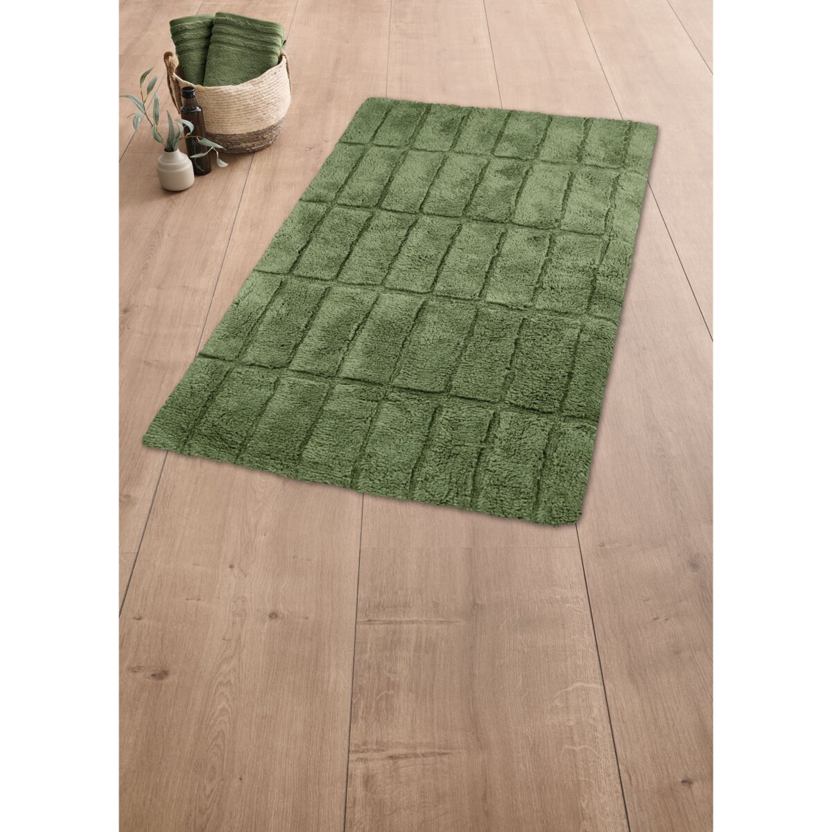 Kleine Wolke Tiles Ekologiczny Dywanik łazienkowy Zielony 60x 60 cm