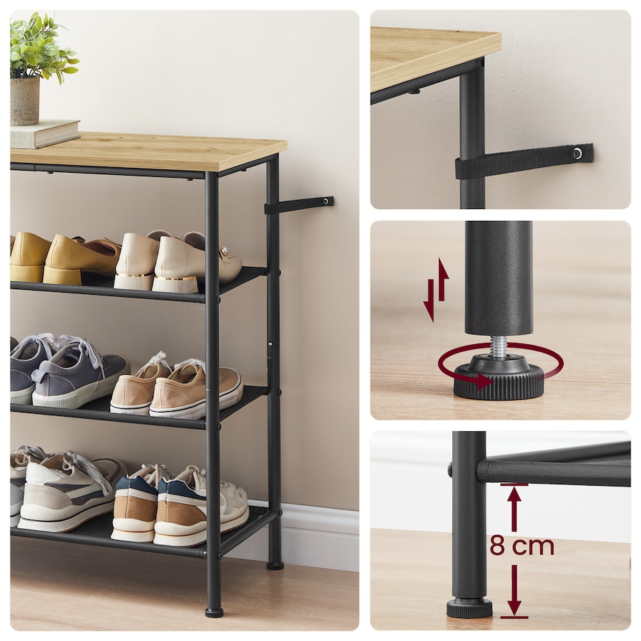 Szafka Na Buty w stylu loftowym dąb Artisan, czarny