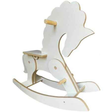 Konik Koń na Biegunach DREWNIANY CERTYFIKOWANY Biały bujak dla dzieci