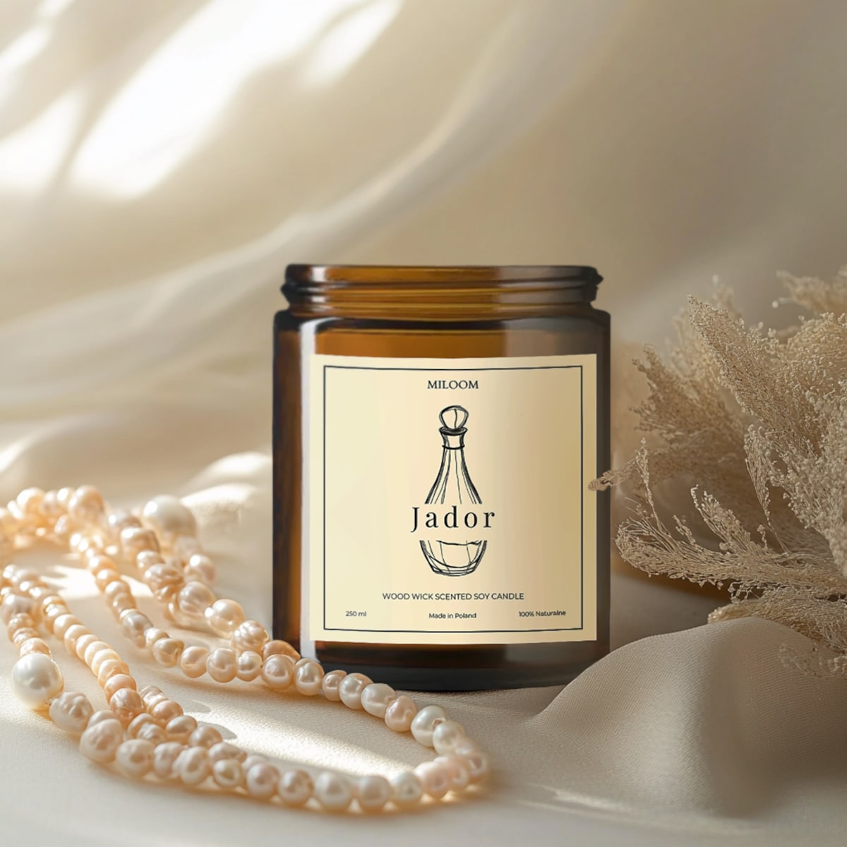 Świeca Sojowa Zapachowa z Drewnianym Knotem JADOR 230 ml Miloom