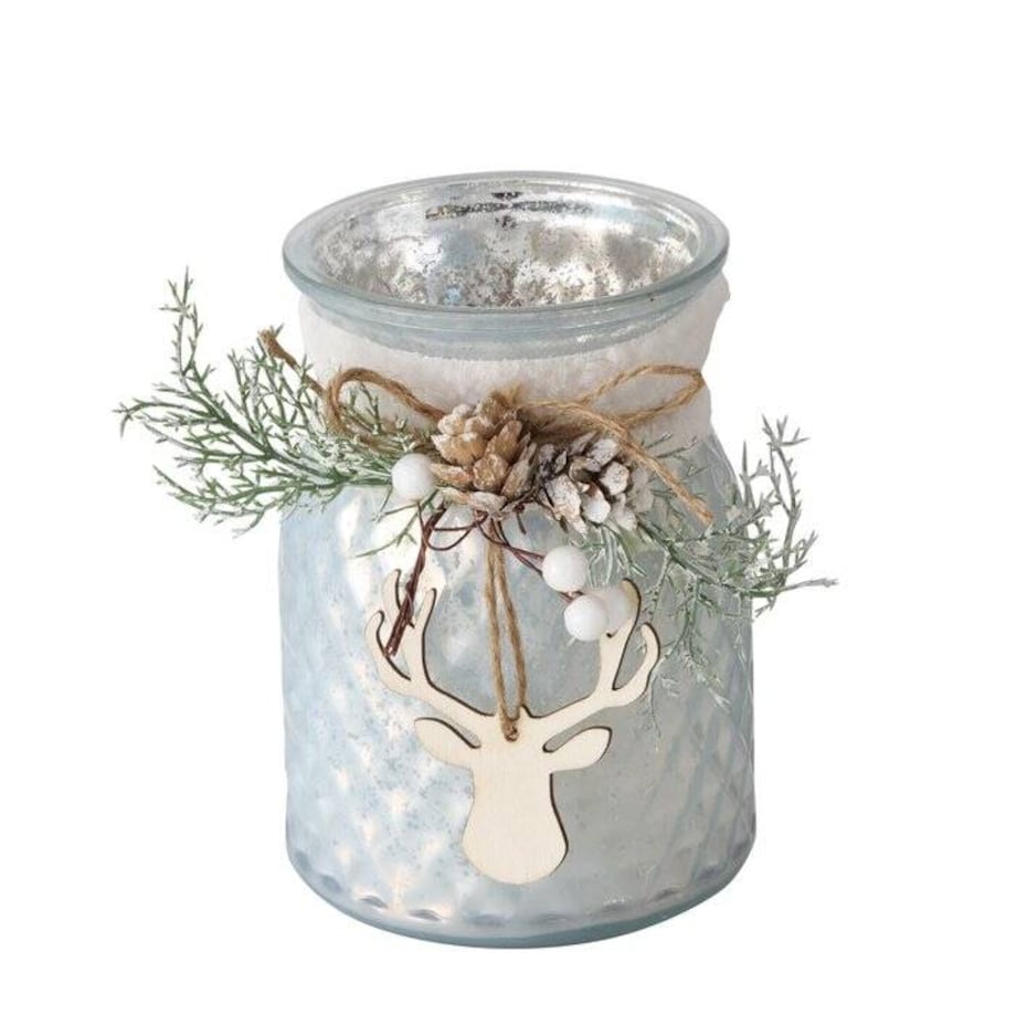 Świecznik słoik ze stroikiem WILKA, wys. 16 cm