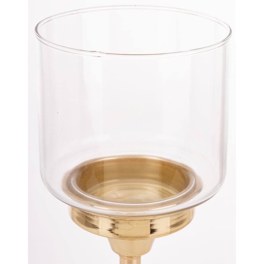 Świecznik złoty z kloszem 34x11 cm LAMBONG - III wysoki