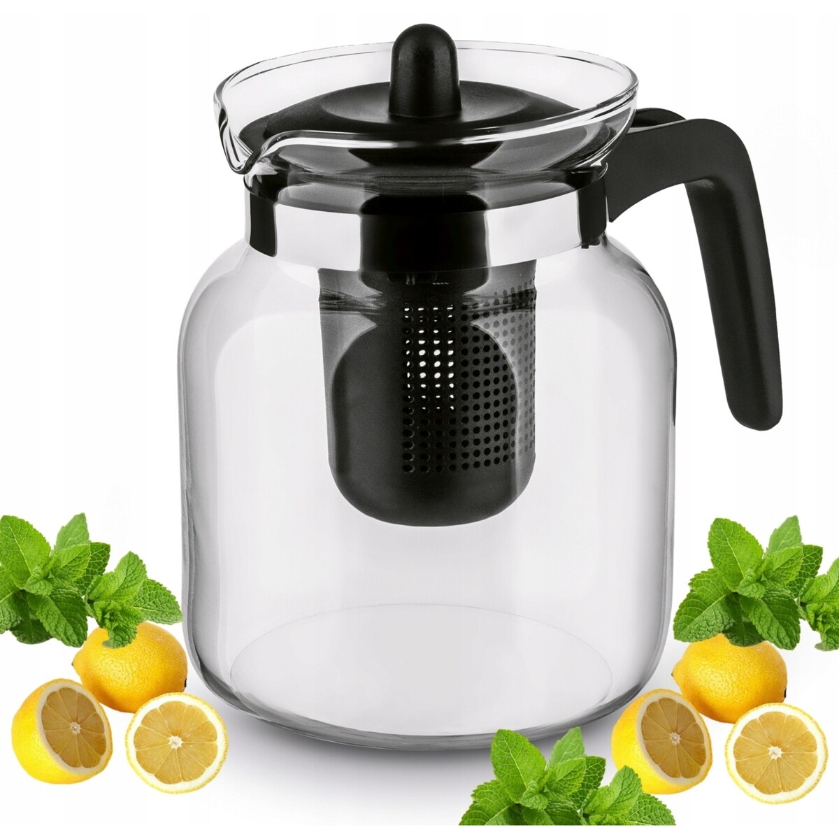 DZBANEK SZKLANY Z ZAPARZACZEM 1,5L na herbatę zioła napoje imbryk CZAJNIK