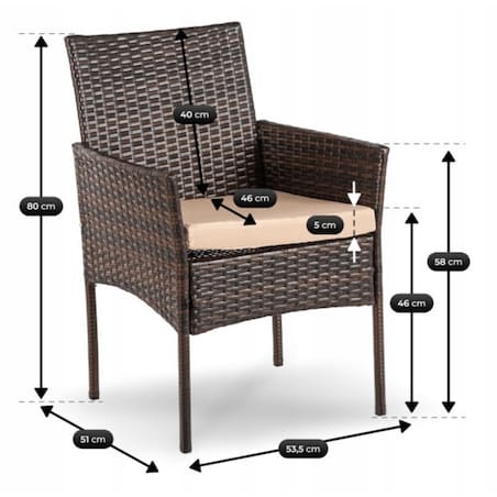 Zestaw Mebli Ogrodowych Na Taras Ogród Stół + 4x Krzesło Brązowy Beż MORADO