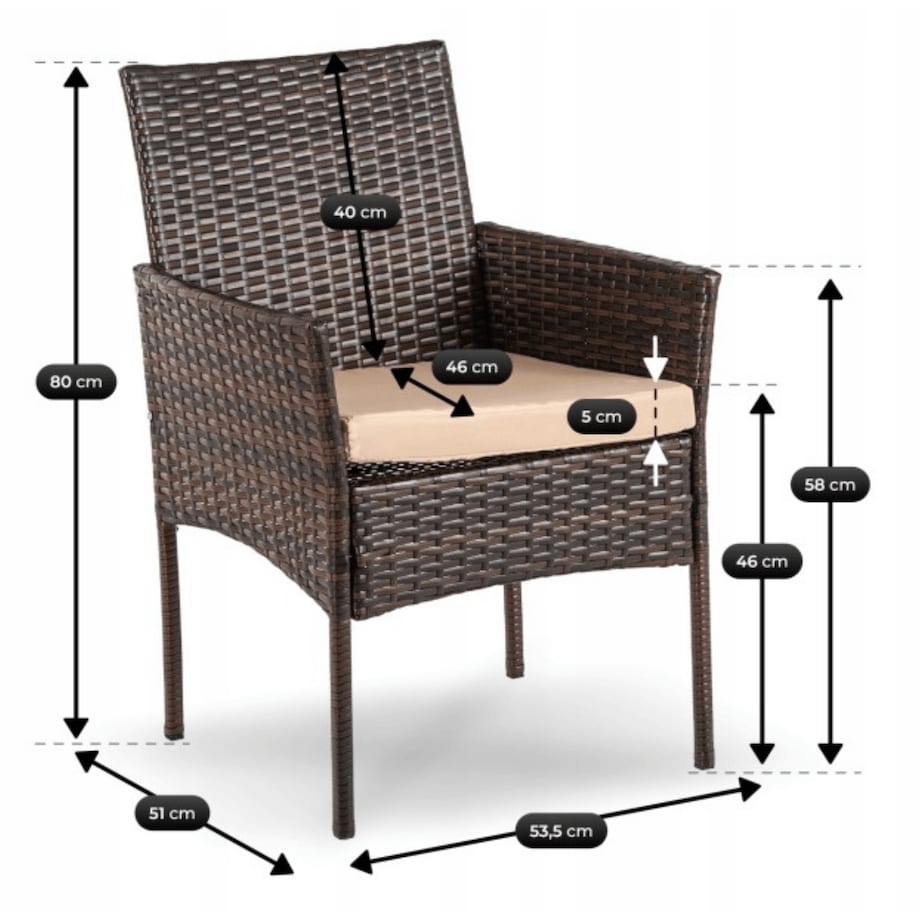 Zestaw Mebli Ogrodowych Na Taras Ogród Stół + 4x Krzesło Brązowy Beż MORADO