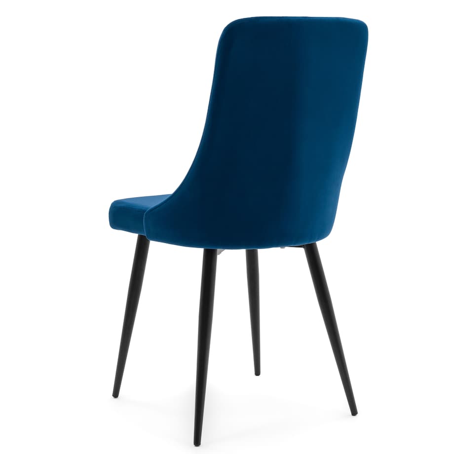 Krzesło tapicerowane welurowe do salonu jadalni CAREN granatowe