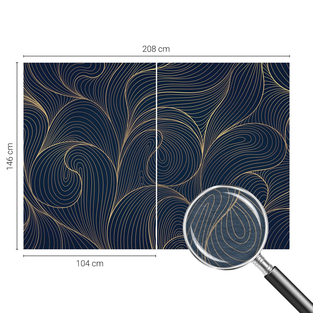 Fototapeta flizelinowa 208x146 cm - Falisty motyw, tapeta ścienna granatowa