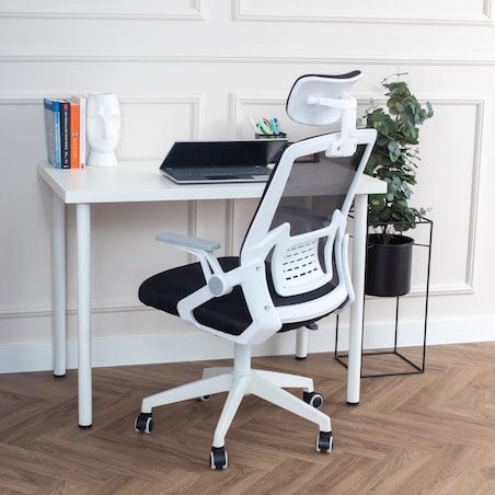 Krzesło biurowe fotel obrotowy regulowany ergonomiczny biały