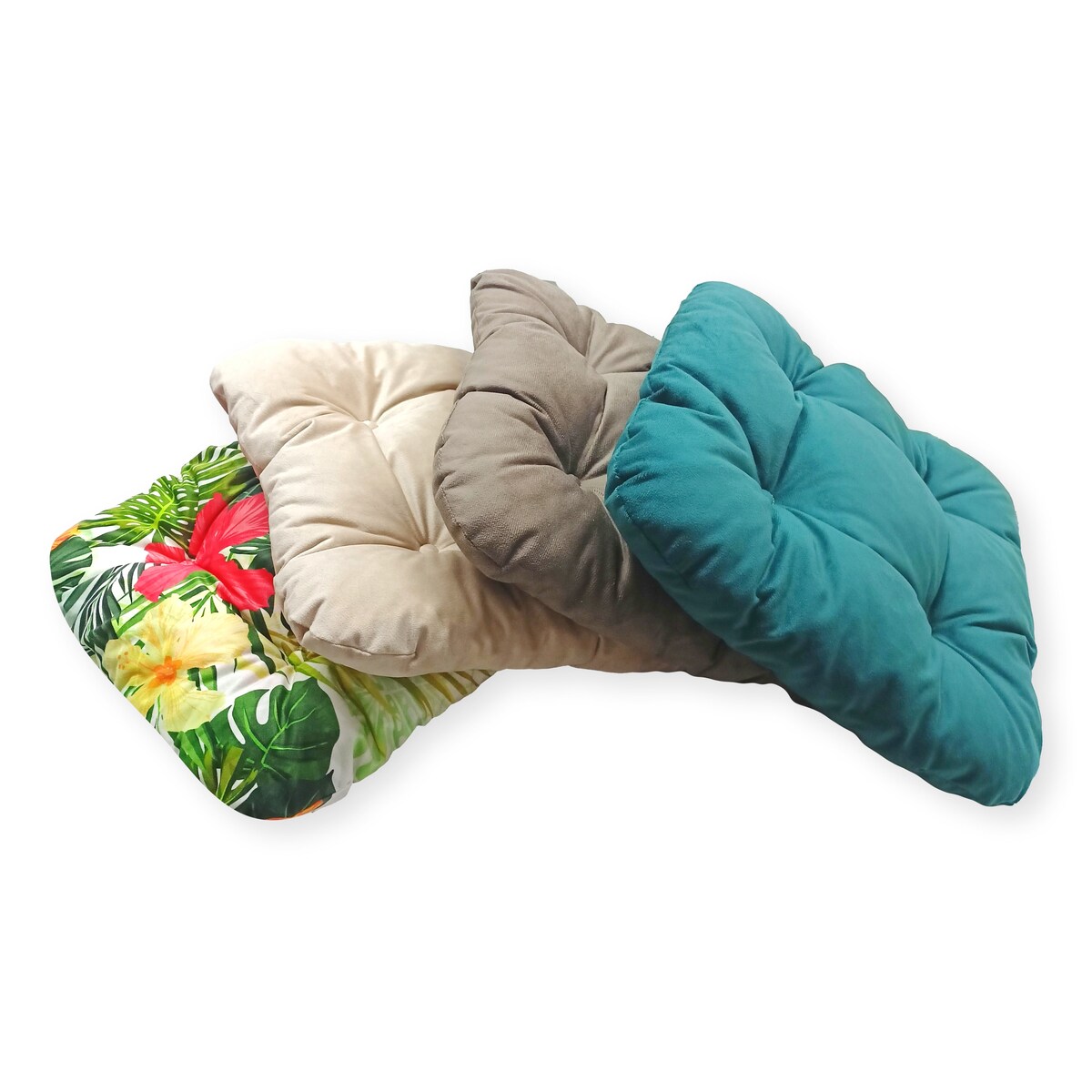 Zestaw 4 poduszek na krzesło/stołek, standard, 40x40 cm, Turkus