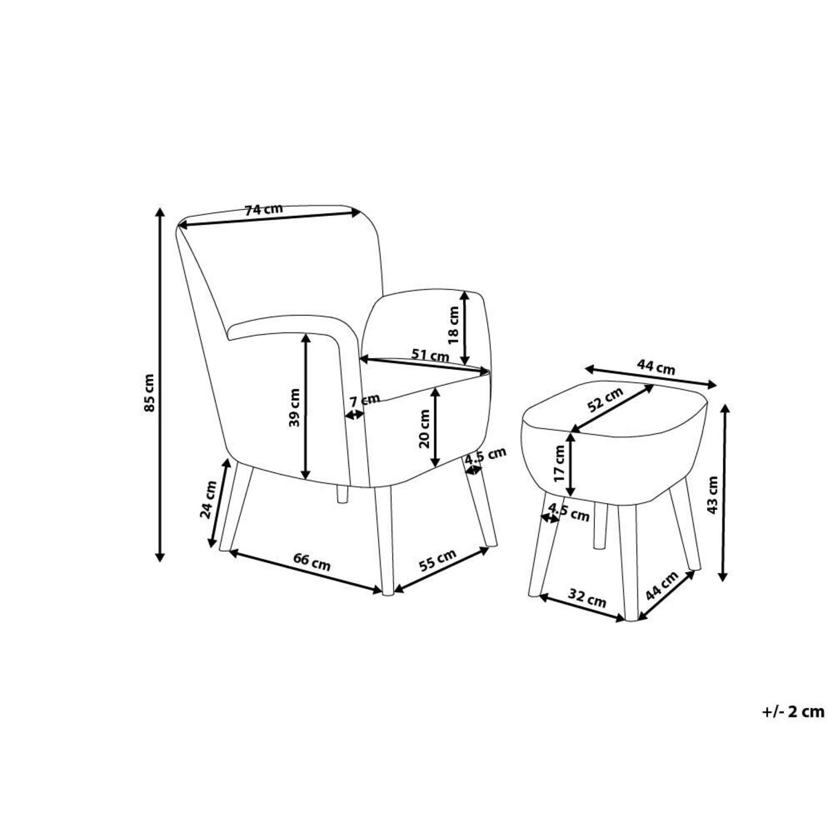 Fotel z podnóżkiem boucle biały TUMBA