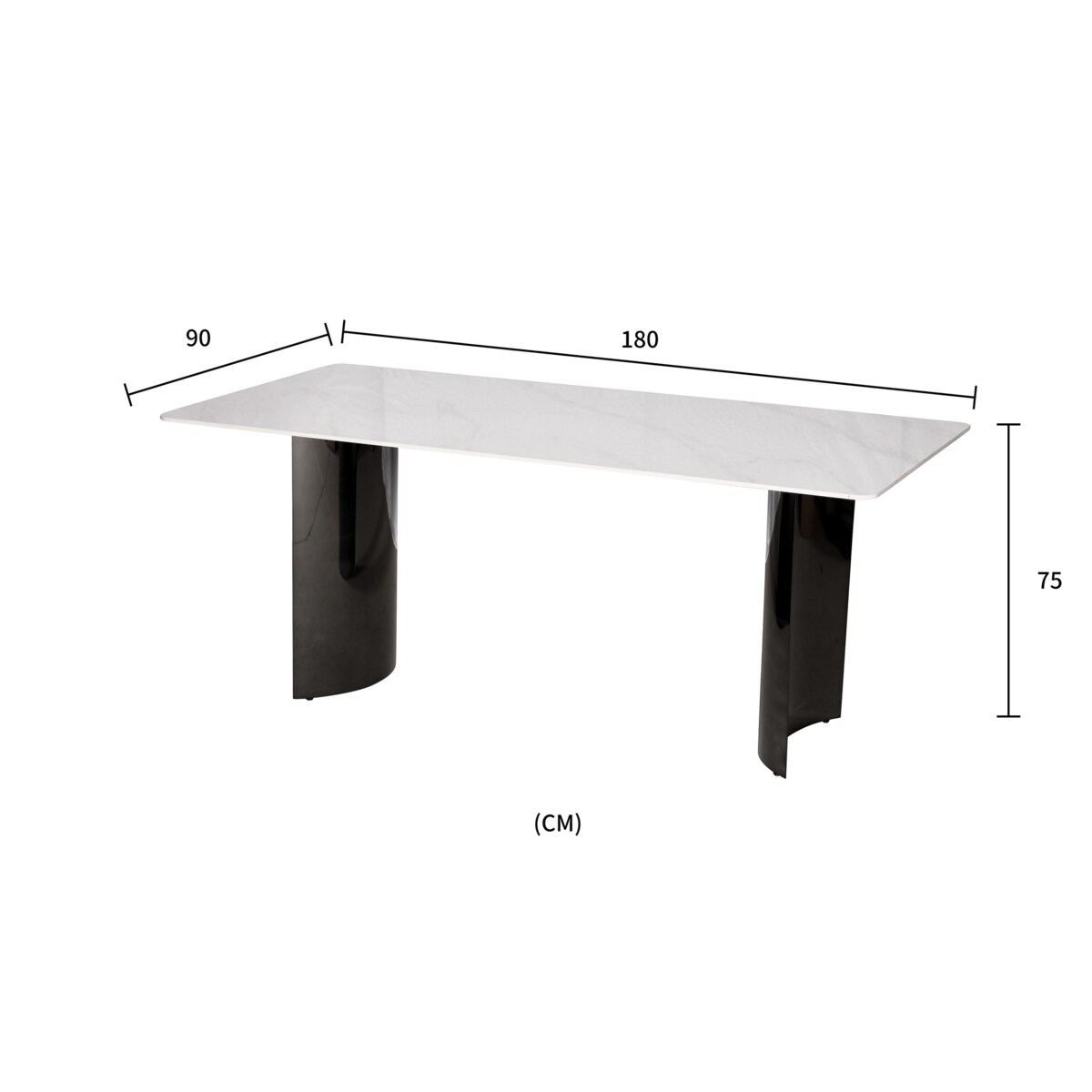 Stół srebrny Glamour Nowojorski Wenecja z blatem o wzorze marmuru 180x90x75