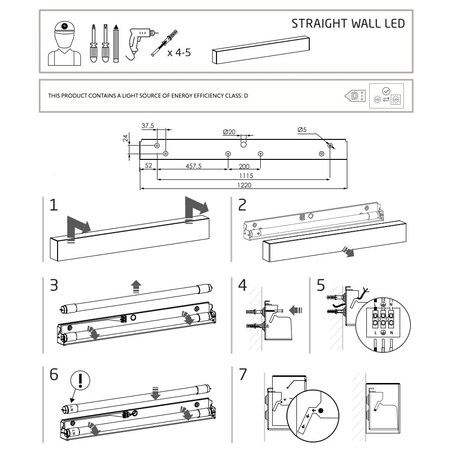 Lampa ścienna 7566 STRAIGHT WALL LED L Biały Nowodvorski
