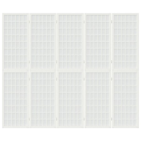 vidaXL Składany parawan 5-panelowy, styl japoński, 200x170 cm, biały