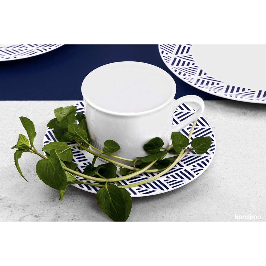 Konsimo LIVIDUS Talerz obiadowy, biały/niebieski