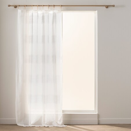 Firanka na drewnianych przelotkach DALTON BLANC, 140 x 240 cm