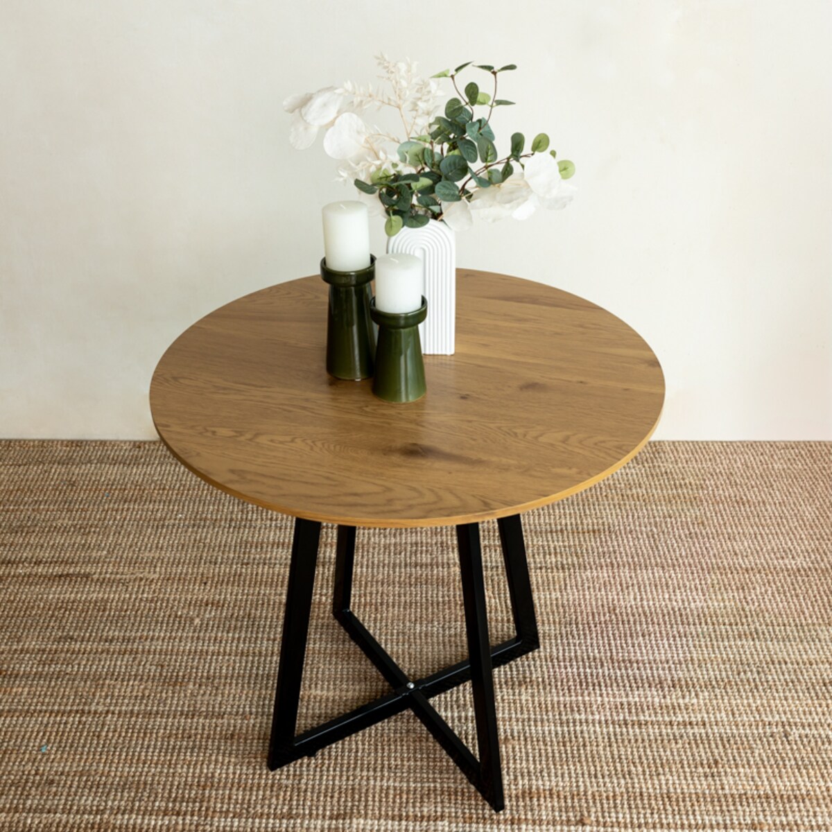 Stół okrągły 80 cm do salonu jadalni nowoczesny loftowy kolor drewna