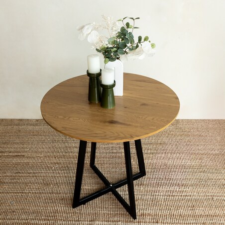 Stół okrągły 80 cm do salonu jadalni nowoczesny loftowy kolor drewna