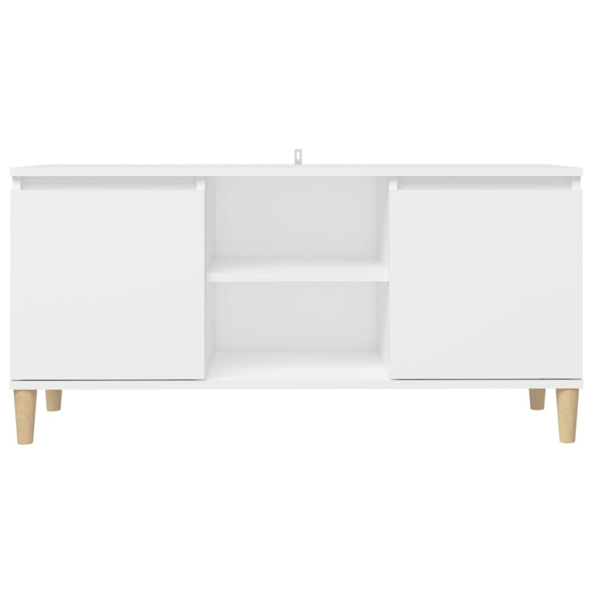 vidaXL Szafka TV z drewnianymi nóżkami, biała, 103,5x35x50 cm