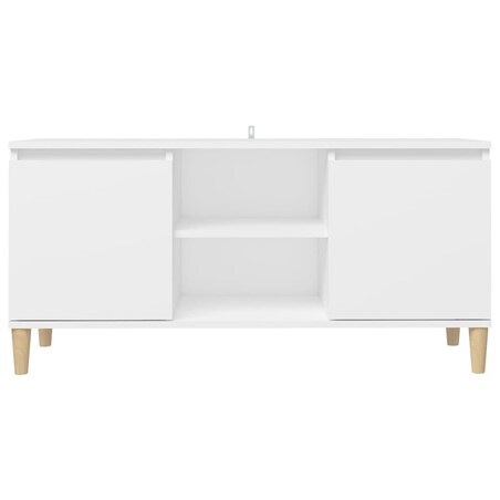vidaXL Szafka TV z drewnianymi nóżkami, biała, 103,5x35x50 cm