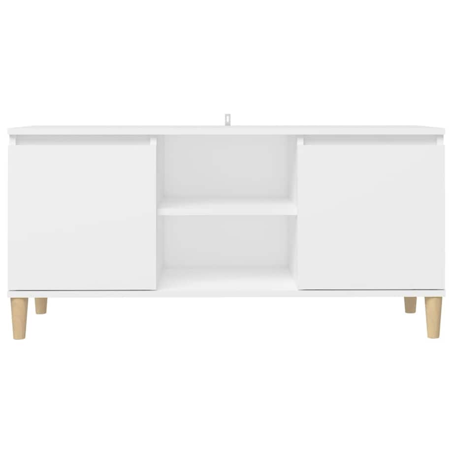 vidaXL Szafka TV z drewnianymi nóżkami, biała, 103,5x35x50 cm