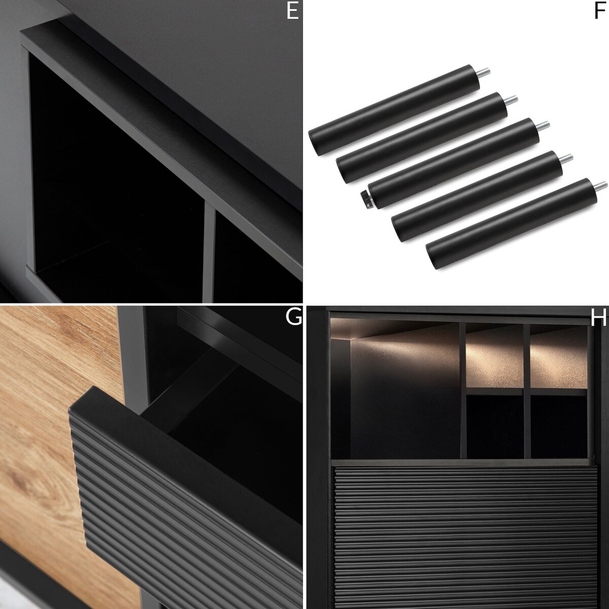 KONSIMO LOFTY Szafka RTV w stylu loft na wysokich drewnianych nóżkach