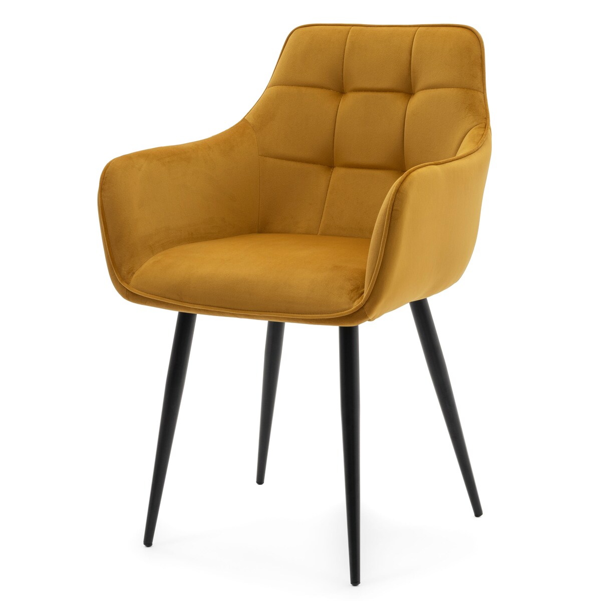 Krzesło tapicerowane welurowe GALLO velvet curry musztardowy