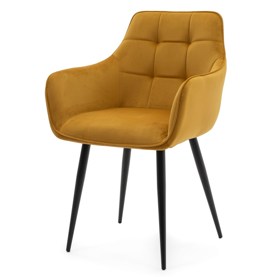 Krzesło tapicerowane welurowe GALLO velvet curry musztardowy