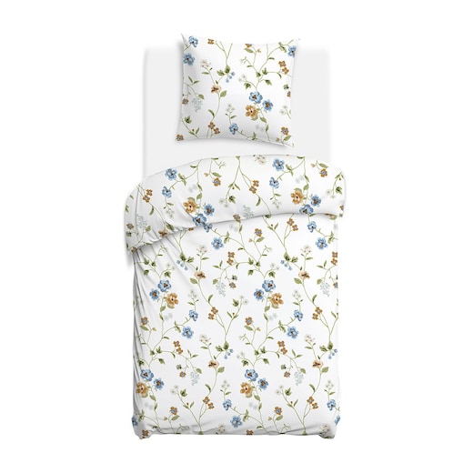 Pościel bawełniana 140x200 Meadowe biała w kolorowe kwiaty, Cottonlove
