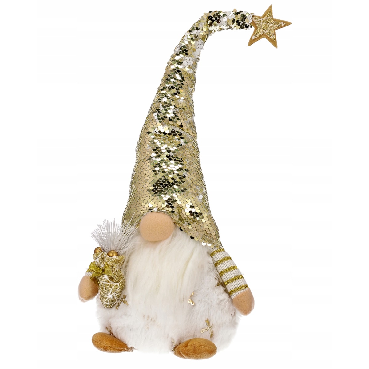SKRZAT świąteczny KRASNAL gnom Mikołaj DUŻY biały