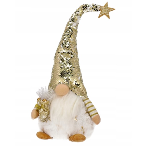 SKRZAT świąteczny KRASNAL gnom Mikołaj DUŻY biały