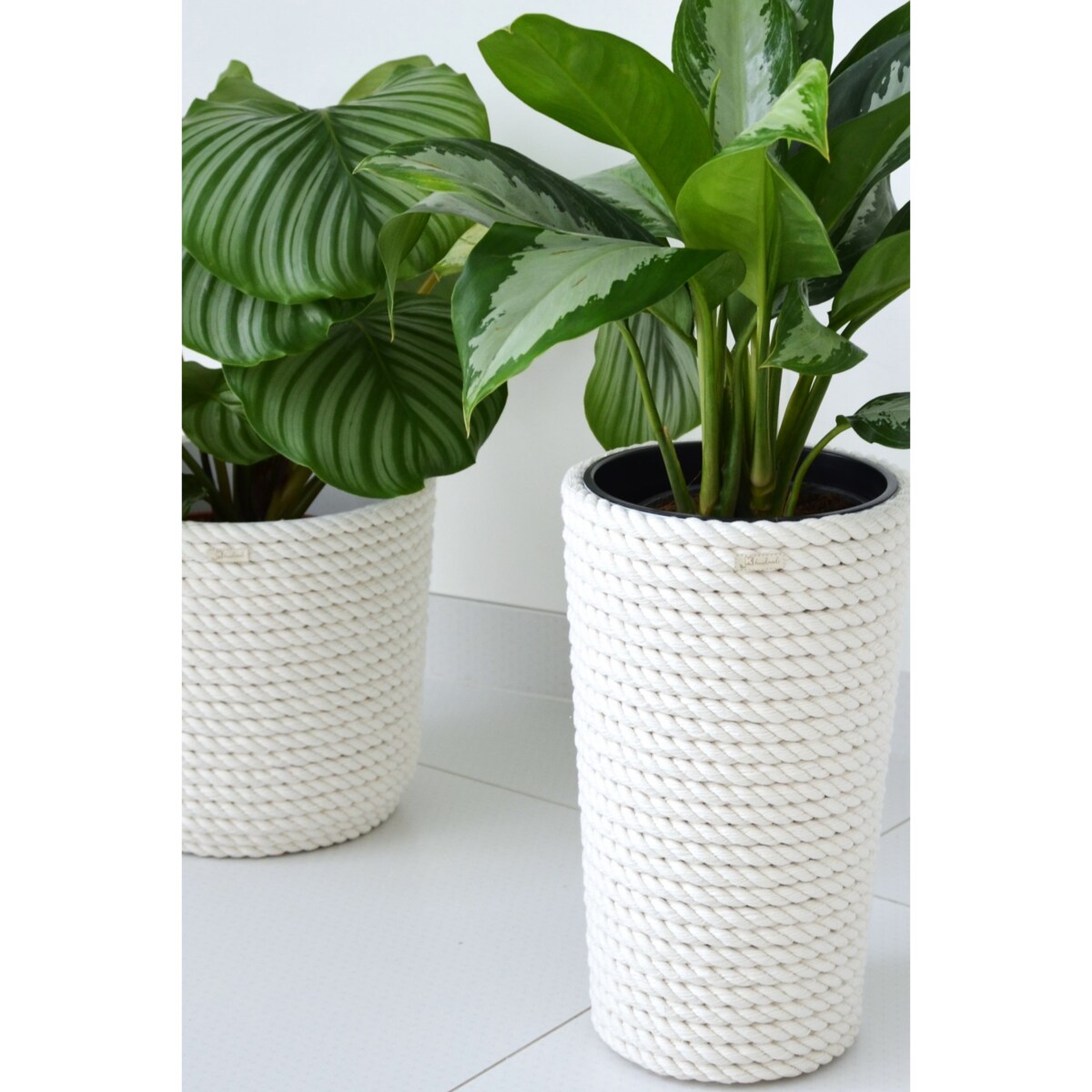 22 BOHO sznurek BIAŁA BAWEŁNA wysoka osłonka + wkład doniczka koszyk naturalny gruby sznurek LINA z trawy plecionej JUTA styl skandynawski etno loft marynistyczny wzór 22/BB16