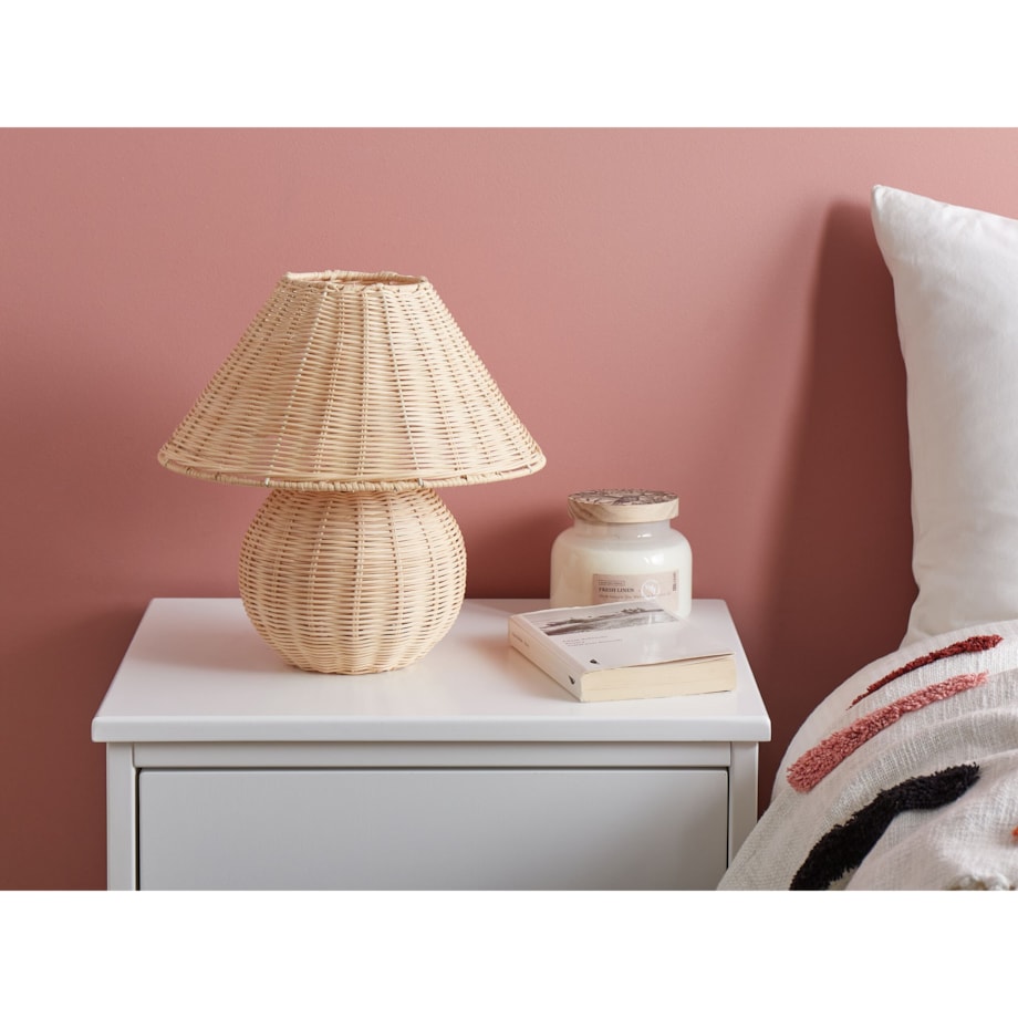 Lampa stołowa rattanowa jasna CINDER