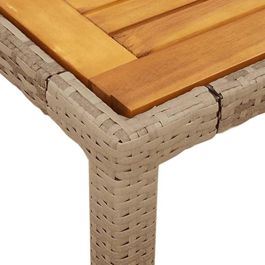 vidaXL Stół ogrodowy, beżowy 150x90x75 cm, rattan PE i drewno akacjowe