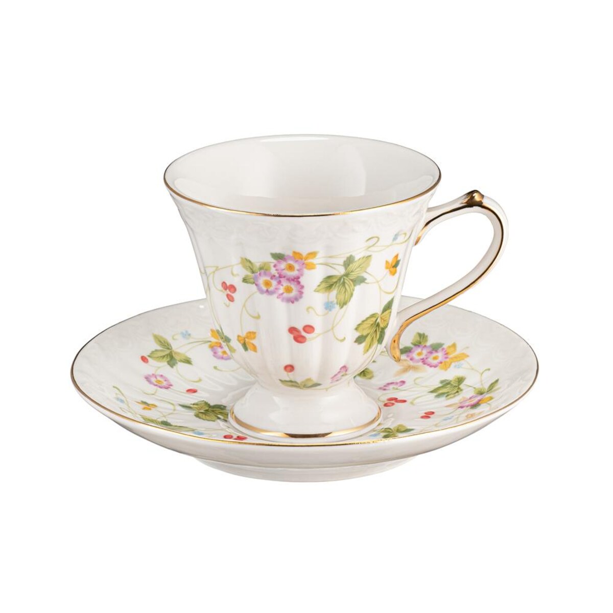 VILLA ITALIA Filiżanka do herbaty porcelanowa 180 ml ze spodkiem WALENCJA Ivory