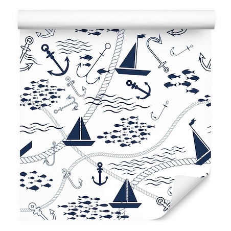 Tapeta dla Dzieci Łódki Żaglówki Kotwice