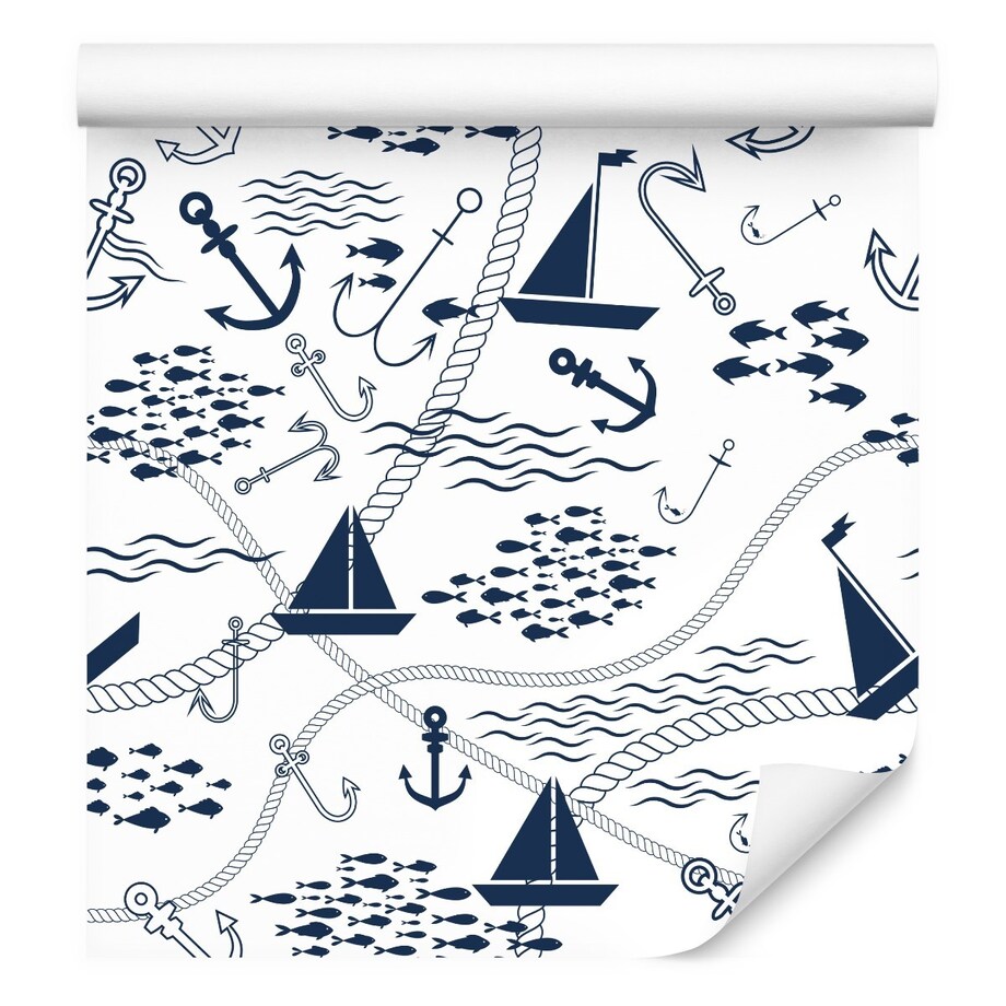 Tapeta dla Dzieci Łódki Żaglówki Kotwice