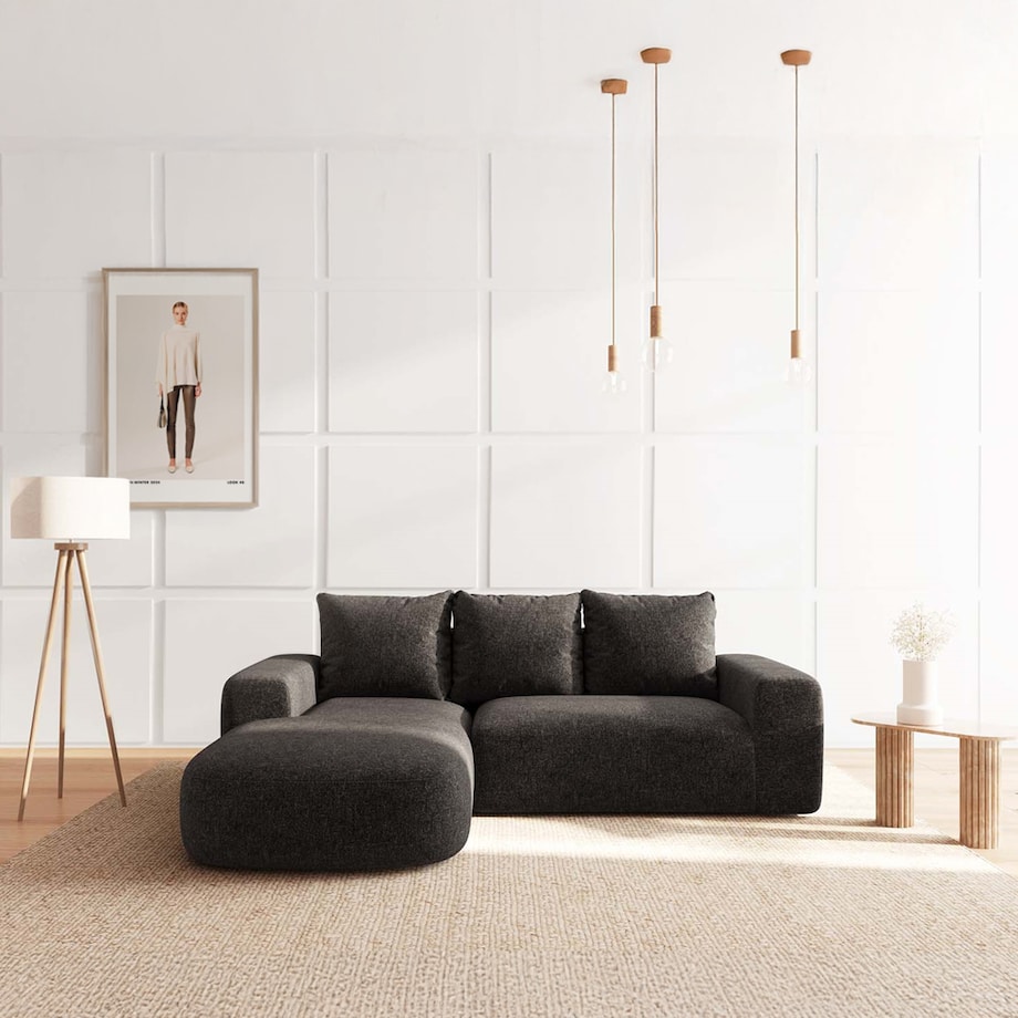 Monce Sofa narożna lewa antracytowa