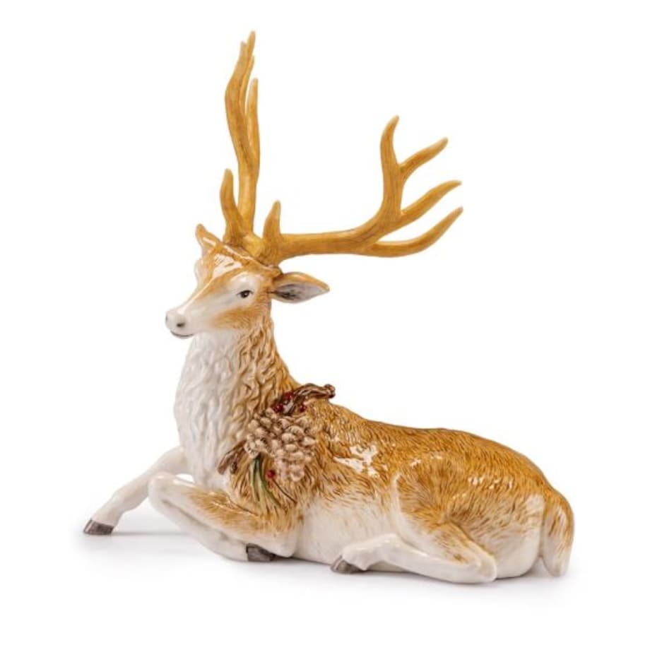 Figura świąteczna Renifer z szyszką leżący (34 x 35 cm) Lamart