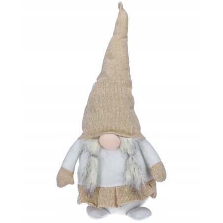 Skrzat Świąteczny Krasnal Gnom Mikołaj Na Święta Dekoracja Beżowy