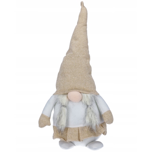 Skrzat Świąteczny Krasnal Gnom Mikołaj Na Święta Dekoracja Beżowy