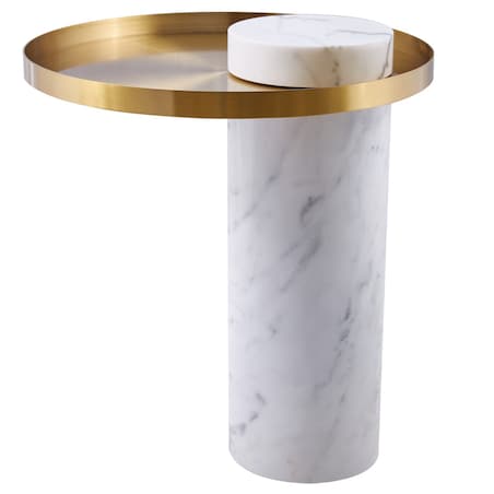 Designerski stolik kawowy COLUMN DP-FA1 white gold Step marmur stal biały złoty, Step Into Design