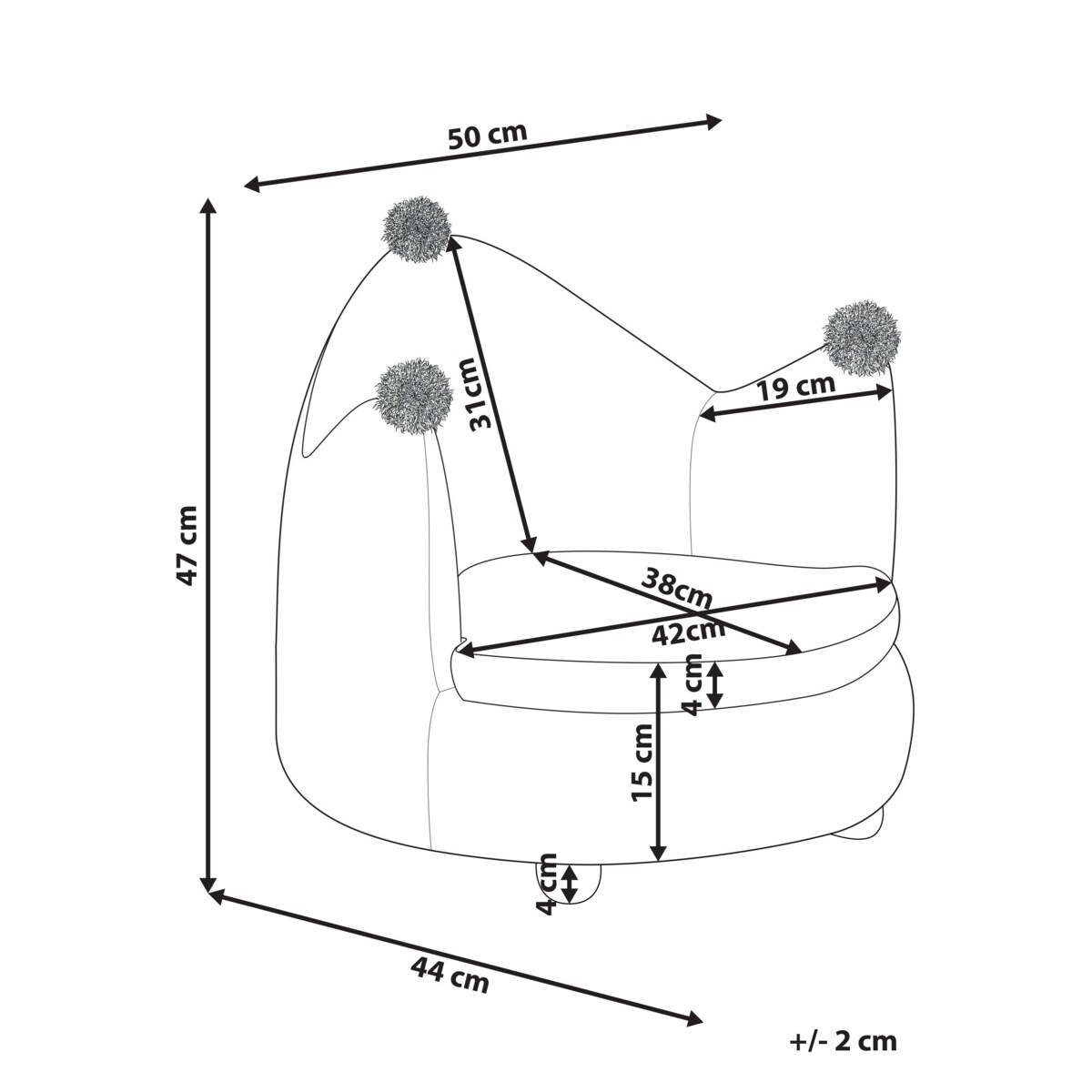 Fotel dziecięcy welurowy korona różowy VEGA