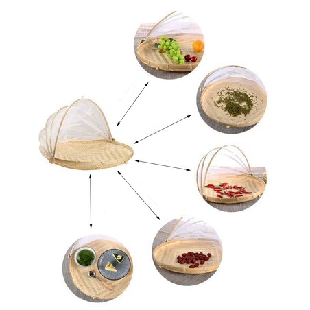 Moskitiera Na Stół Bambusowa Na Owoce Jedzenie Na Taras Ogród Zestaw 3 Szt