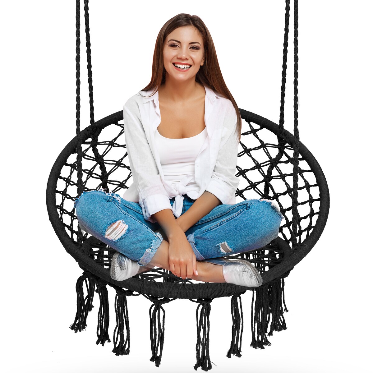 Huśtawka ogrodowa fotel bocianie gniazdo Sofotel Boho czarny