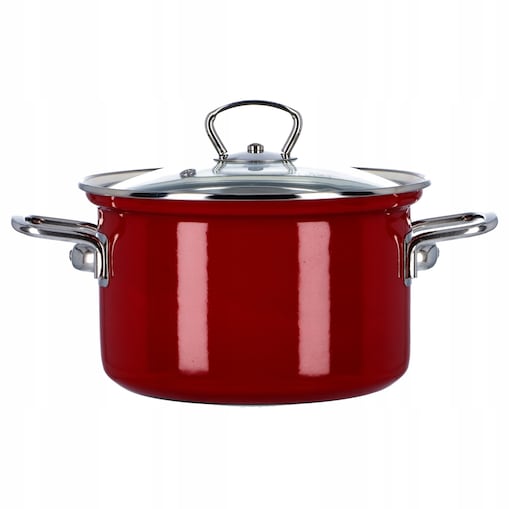 Garnek tradycyjny emaliowany czerwony Belis 20 cm do gotowania CZESKI 3,6L