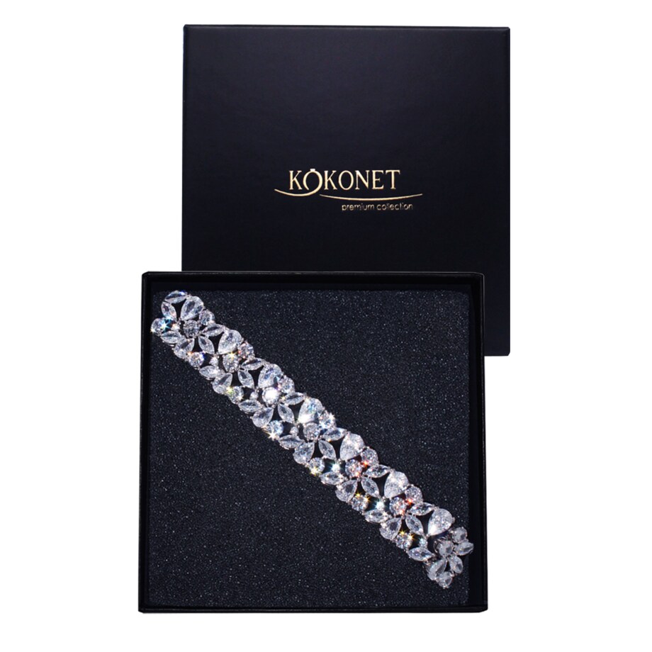 EFEKTOWNA szeroka bransoletka ślubna z cyrkoniami BŁYSZCZĄCE diamenty