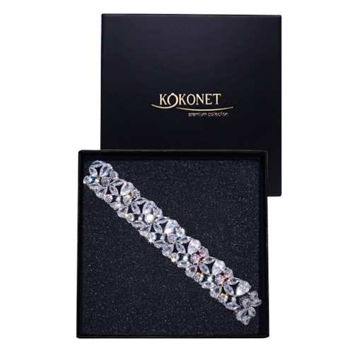 EFEKTOWNA szeroka bransoletka ślubna z cyrkoniami BŁYSZCZĄCE diamenty