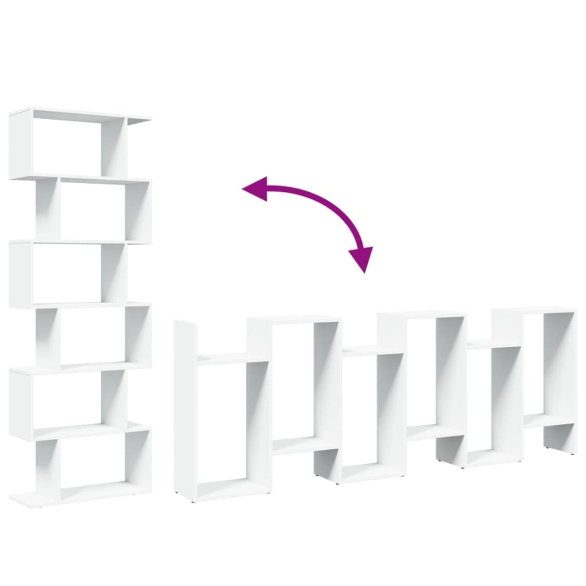 vidaXL Regał przegroda, 6 poziomów, biały, 70x24x193 cm
