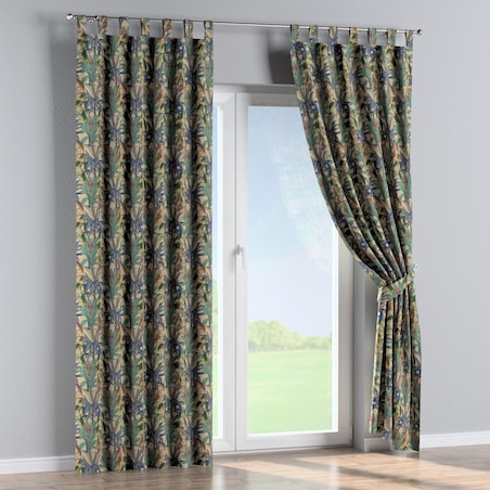 Zasłona na szelkach 1 szt. 130x260 zielono-niebieskie motywy roślinne